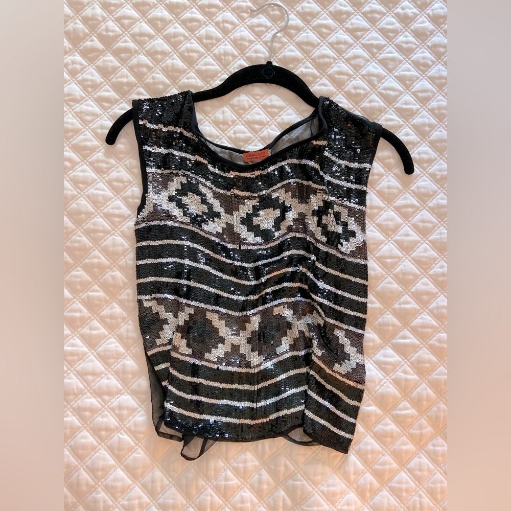 Chan Luu Black Sequin Top